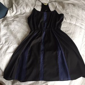 Black and Navy silk racer back dress